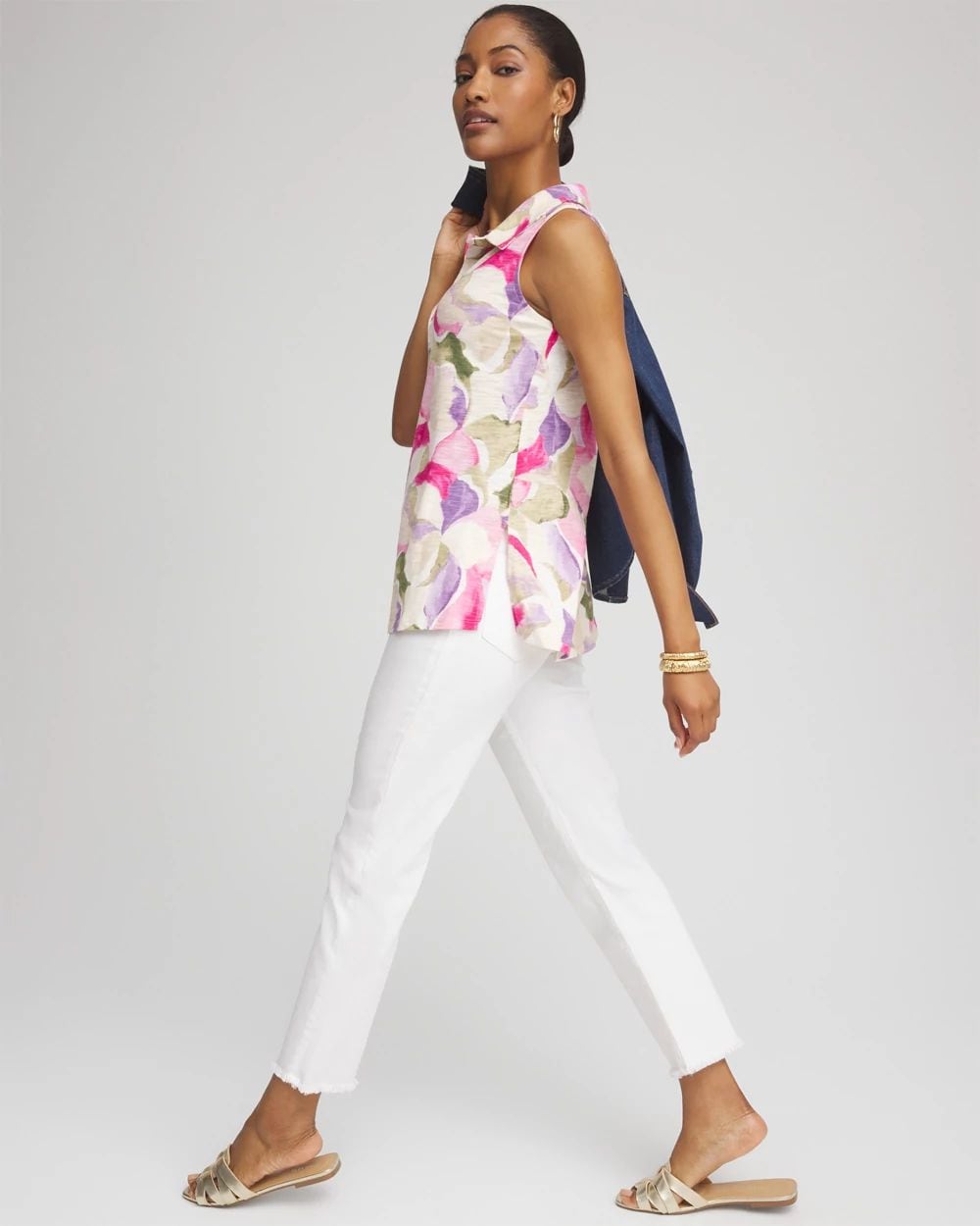 Watercolor Slub Sleeveless Collared Tunic | Chico's